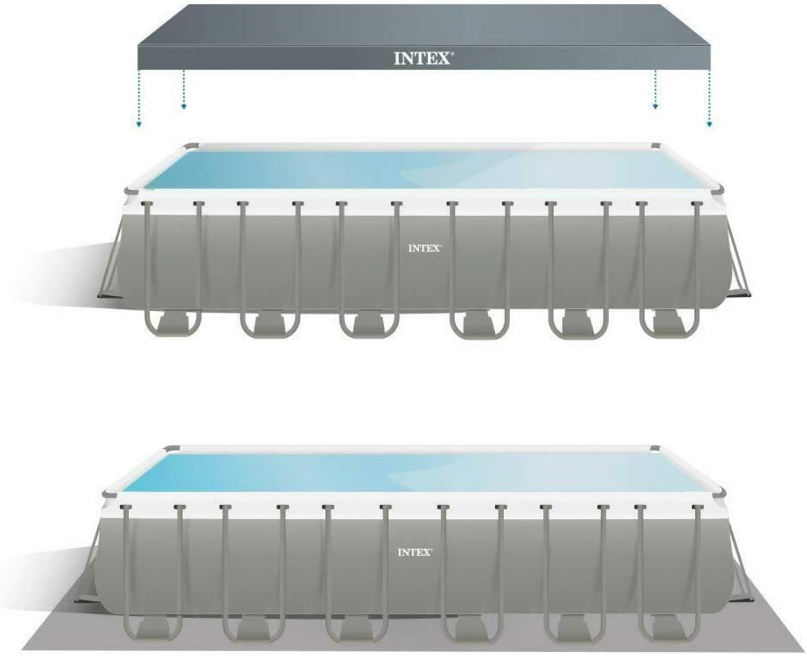 Intex 732 x 366 x 132 cm Ultra Frame Swimming Pool 26364 Juego completo con accesorios adicionales como: vidrio de filtro, colchón de aire