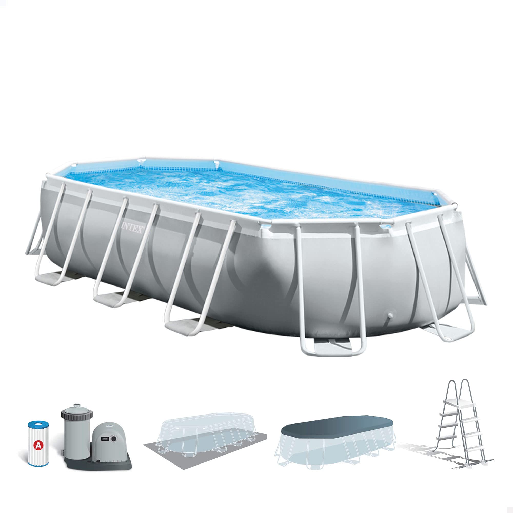 Intex 26798NP - Piscina desmontable ovalada intex prism frame 610x305x122 cm con depuradora