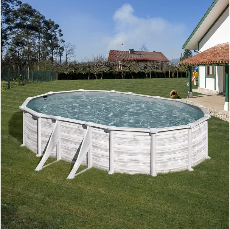 Piscina de Acero Elevada,Ovalada con Aspecto Acero Nórdico. Piscinas Desmontables para Jardín. 500 x 300 x 132 cm - Piscina Gre KITPROV508N Groenlandia.