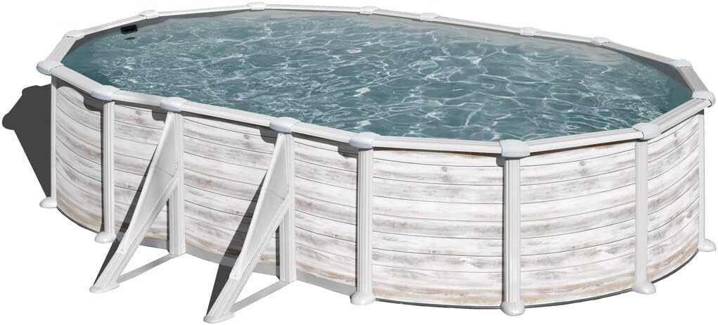 Piscina de Acero Elevada,Ovalada con Aspecto Acero Nórdico. Piscinas Desmontables para Jardín. 500 x 300 x 132 cm - Piscina Gre KITPROV508N Groenlandia.