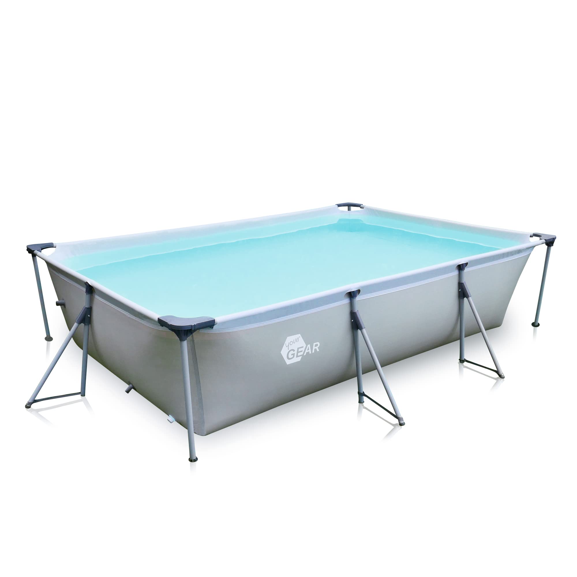 Piscina rectangular de 396x207x100 cm hecha de acero, proporciona un espacio generoso para que toda la familia disfrute en el jardín o la terraza.