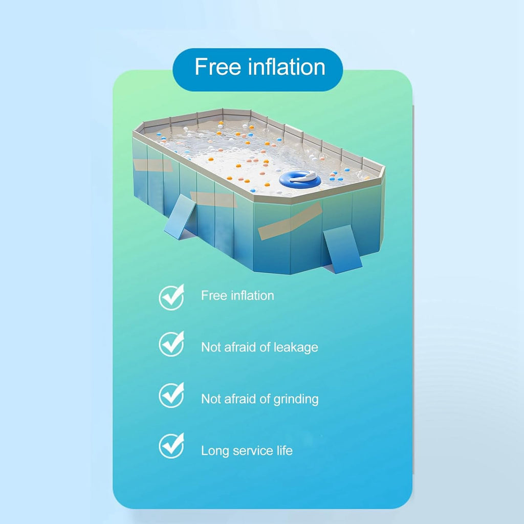 Piscina Plegable,Blue Piscina Desmontable Rectangular PVC Foldable Swimming Pool 160x120x47CM Uso en Casa, Jardín e Interior, Fácil de Montar y Duradera