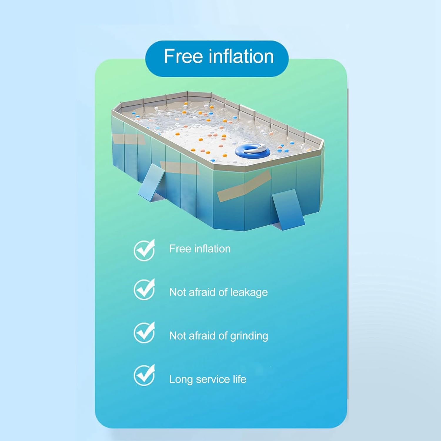 Piscina Plegable,Blue Piscina Desmontable Rectangular PVC Foldable Swimming Pool 160x120x47CM Uso en Casa, Jardín e Interior, Fácil de Montar y Duradera
