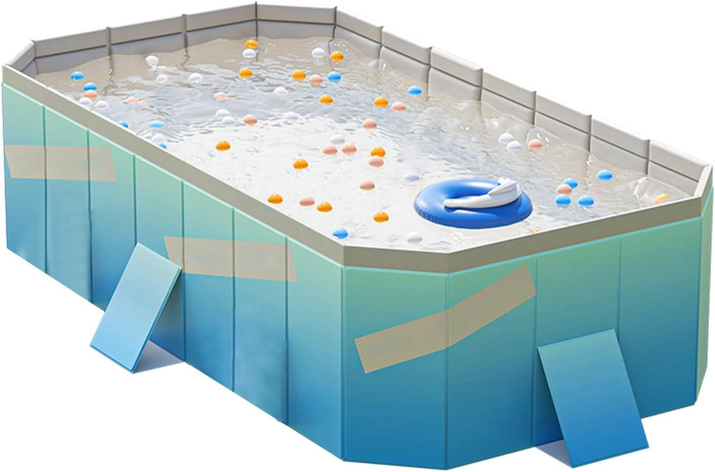 Piscina Plegable,Blue Piscina Desmontable Rectangular PVC Foldable Swimming Pool 160x120x47CM Uso en Casa, Jardín e Interior, Fácil de Montar y Duradera