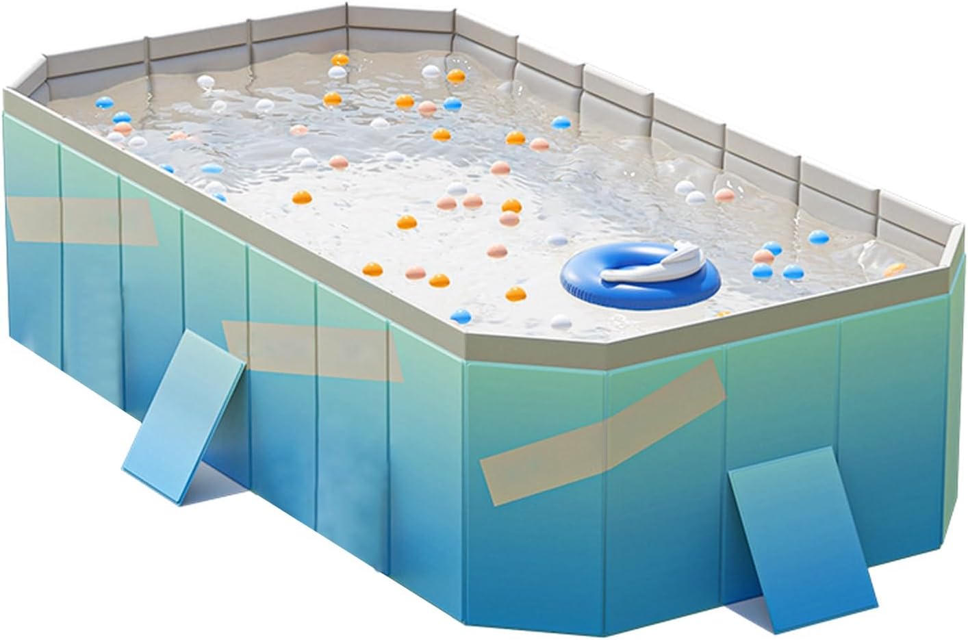 Piscina Plegable,Blue Piscina Desmontable Rectangular PVC Foldable Swimming Pool 160x120x47CM Uso en Casa, Jardín e Interior, Fácil de Montar y Duradera