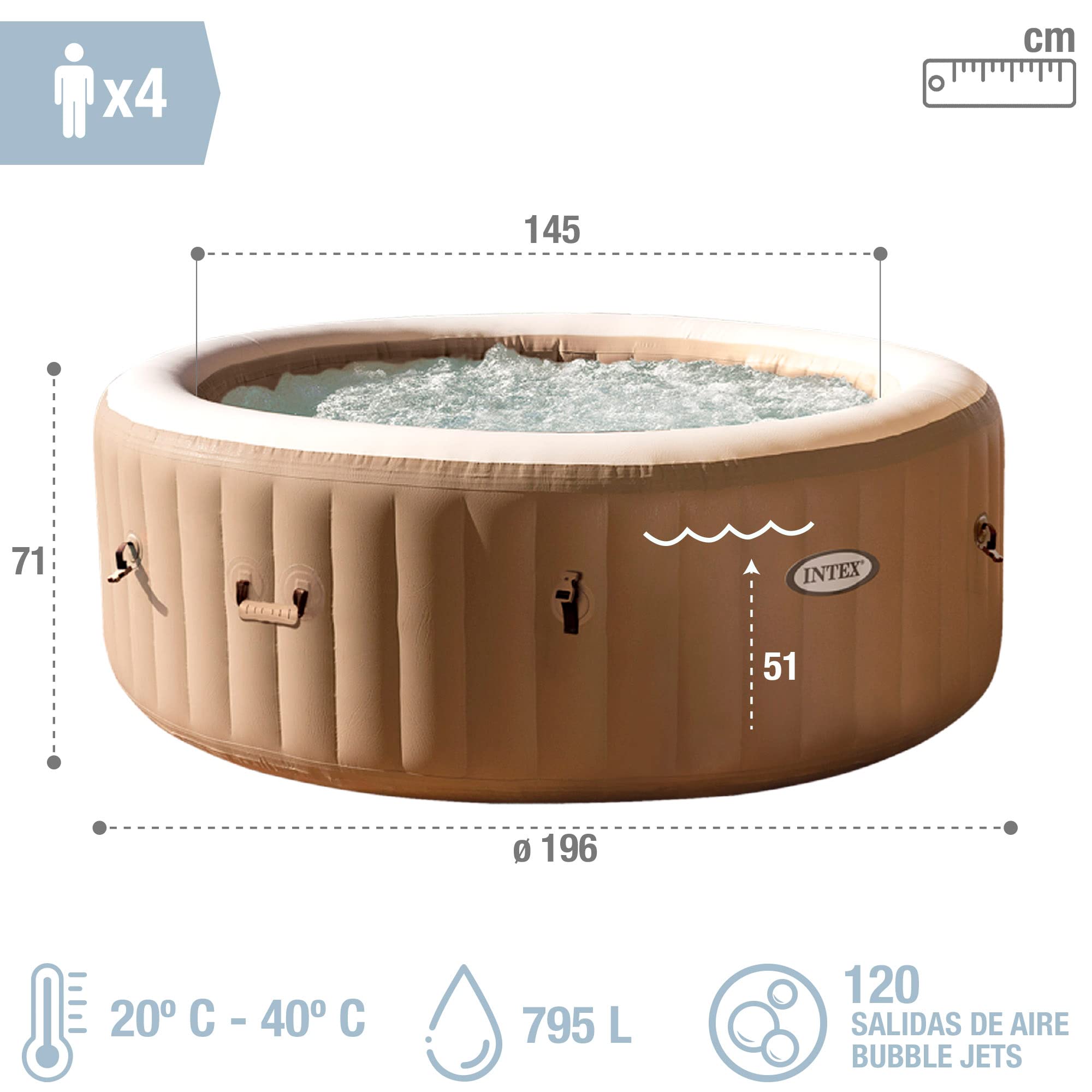 Intex 28428EX Spa hinchable, Beige, 6 Personas