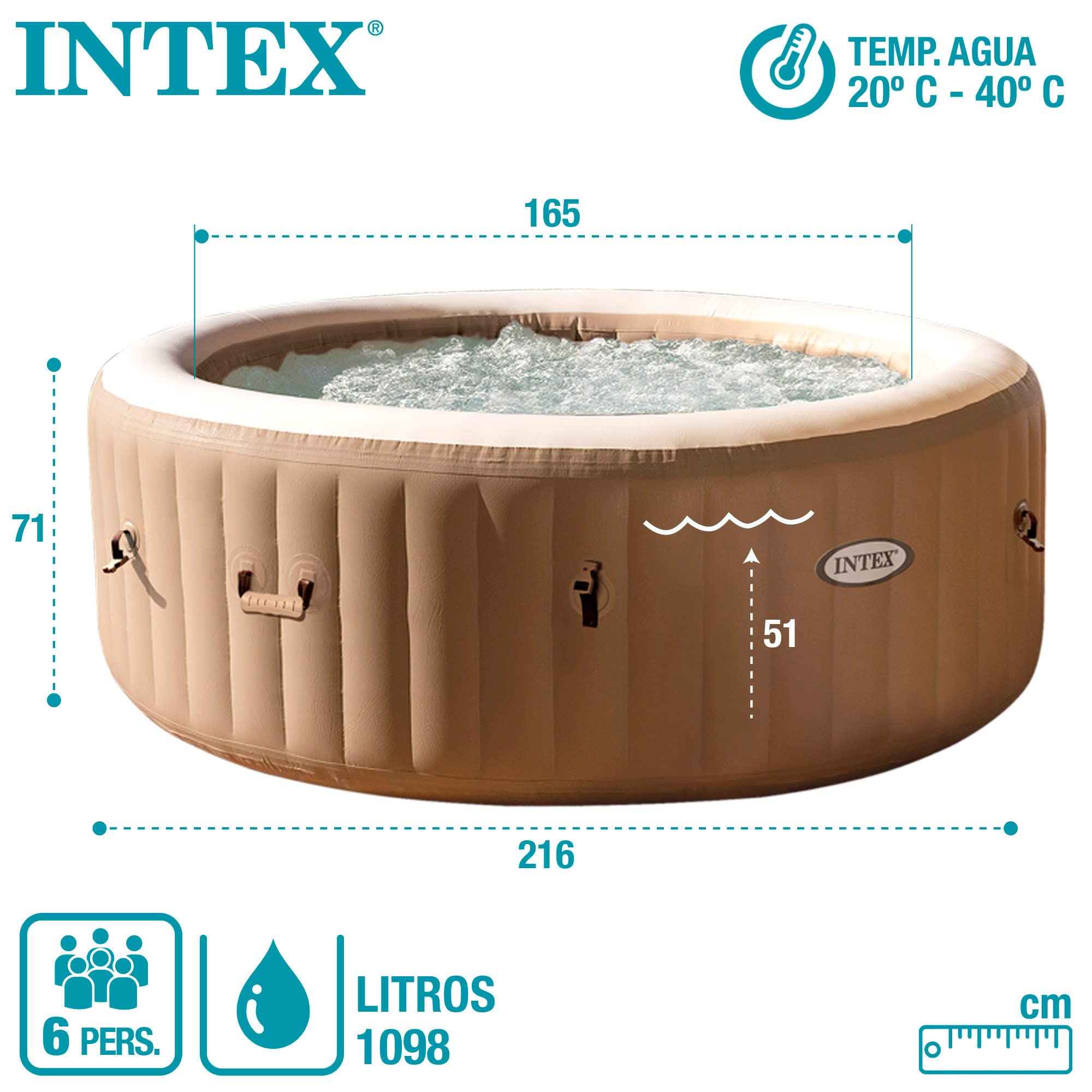 Intex 28428EX Spa hinchable, Beige, 6 Personas
