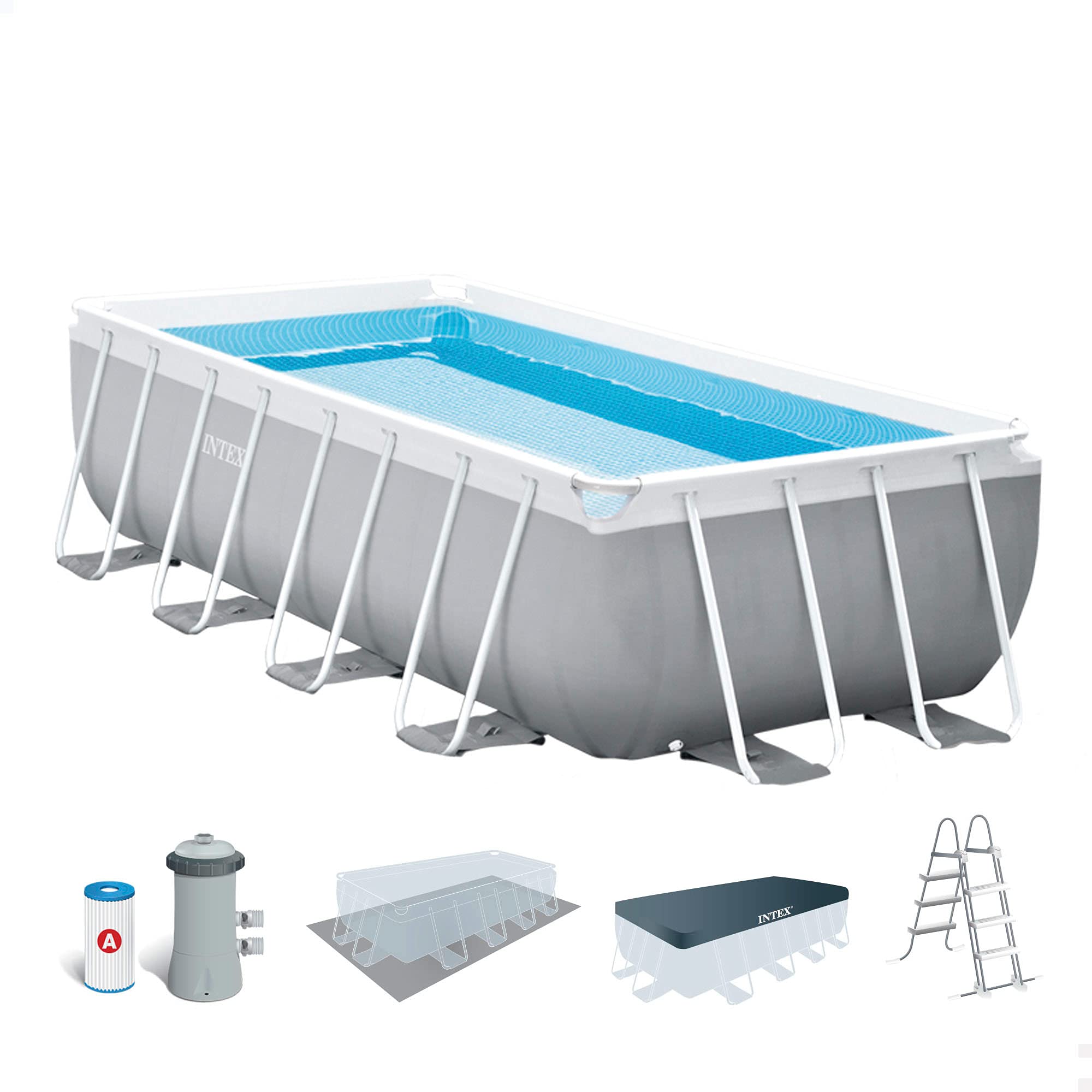 INTEX 55211 - Piscina desmontable rectangular Prisma Frame INTEX, medidas piscina: 400x200x100 cm y capacidad: 6.836 litros