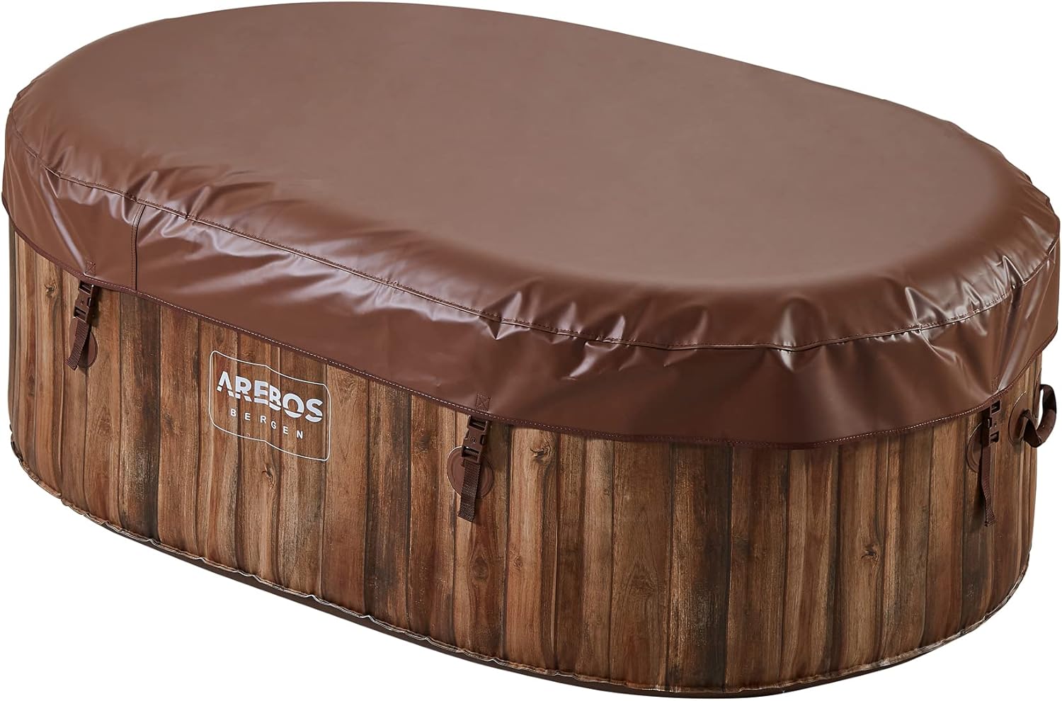 Arebos Whirlpool | SPA Hinchable | Interior y Exterior | 190x120 cm Ovalado | 2 Personas | 90 chorros de Masaje | con calefacción | 550 litros | Incl. Cubierta | Bubble SPA & Wellness Massage
