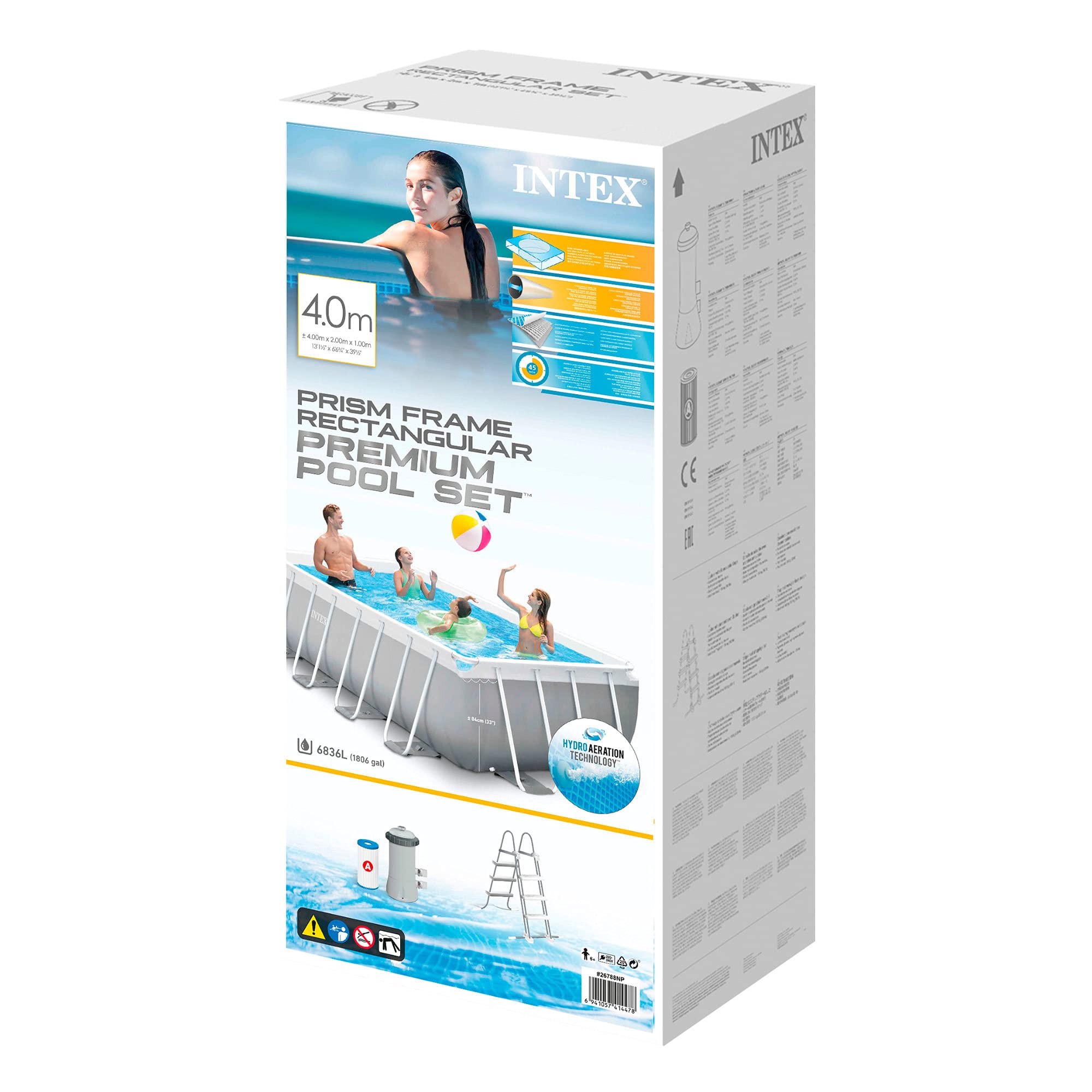 INTEX 55211 - Piscina desmontable rectangular Prisma Frame INTEX, medidas piscina: 400x200x100 cm y capacidad: 6.836 litros