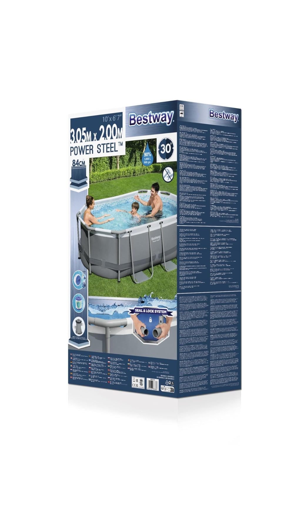 BESTWAY 5614A - Piscina Desmontable Tubular Power Steel Oval 305x200x84 cm con Depuradora Cartucho 1.249 L/H, Multicolor