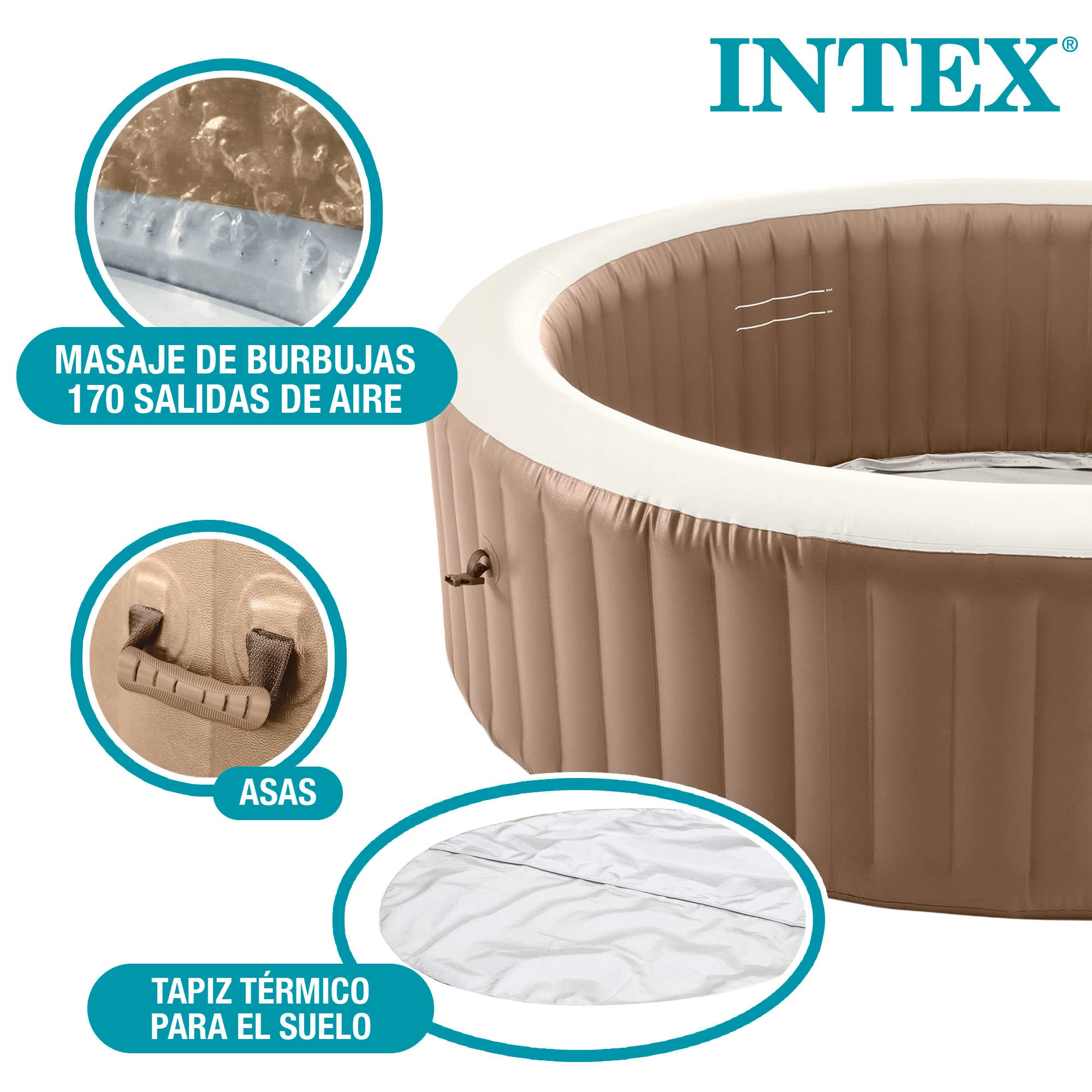 Intex 28428EX Spa hinchable, Beige, 6 Personas