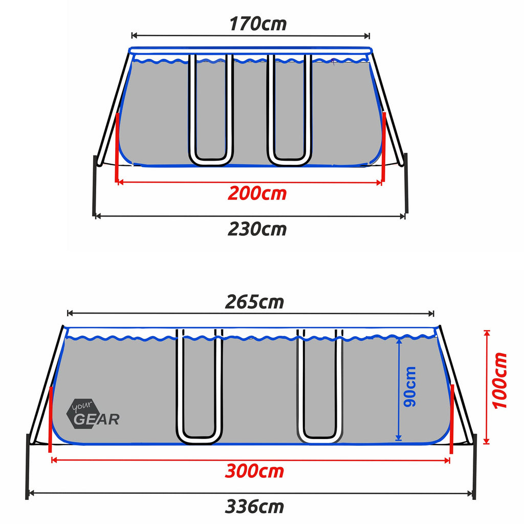 Piscina rectangular de 396x207x100 cm hecha de acero, proporciona un espacio generoso para que toda la familia disfrute en el jardín o la terraza.