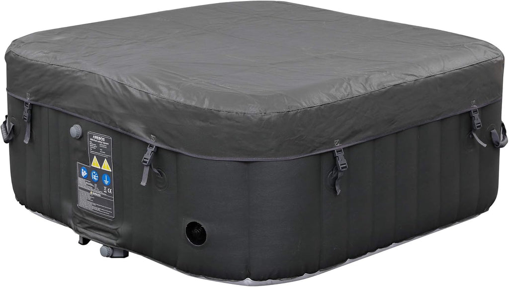 Arebos SPA Hinchable Piscina de hidromasaje | Hinchable | Cuadrada | para Interior y Exterior | 154x154cm | 4 Personas | 130 chorros de Masaje | 600 L