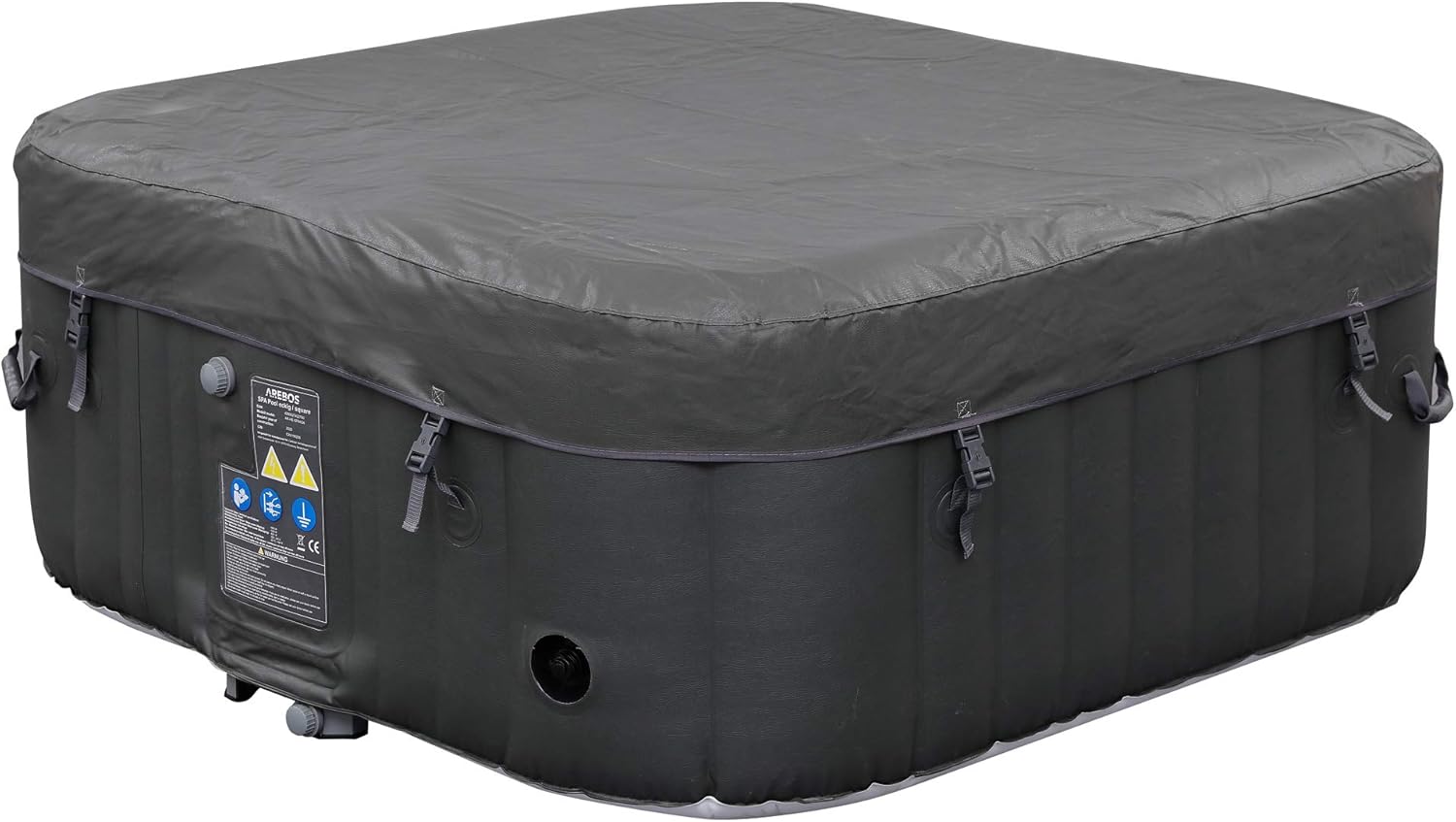 Arebos SPA Hinchable Piscina de hidromasaje | Hinchable | Cuadrada | para Interior y Exterior | 154x154cm | 4 Personas | 130 chorros de Masaje | 600 L