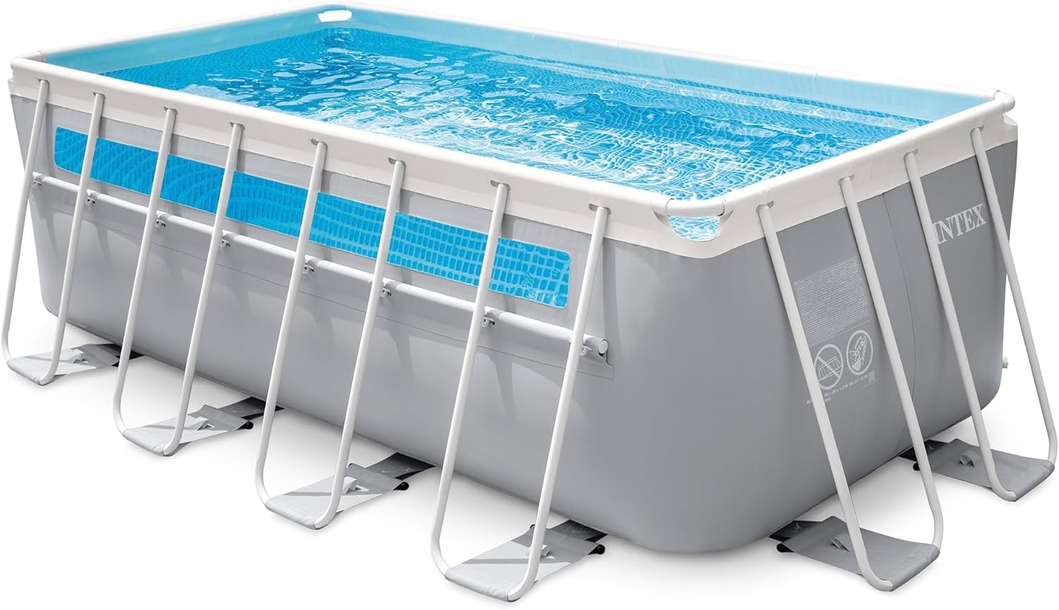 Intex Piscina Desmontable Rectangular Prism Frame, 400x200x122 cm, Material Triple Capa, Capacidad 8.418 L, Ventana panorámica, Tapiz, Cobertor, Depuradora de Cartucho, Escalera (56029)