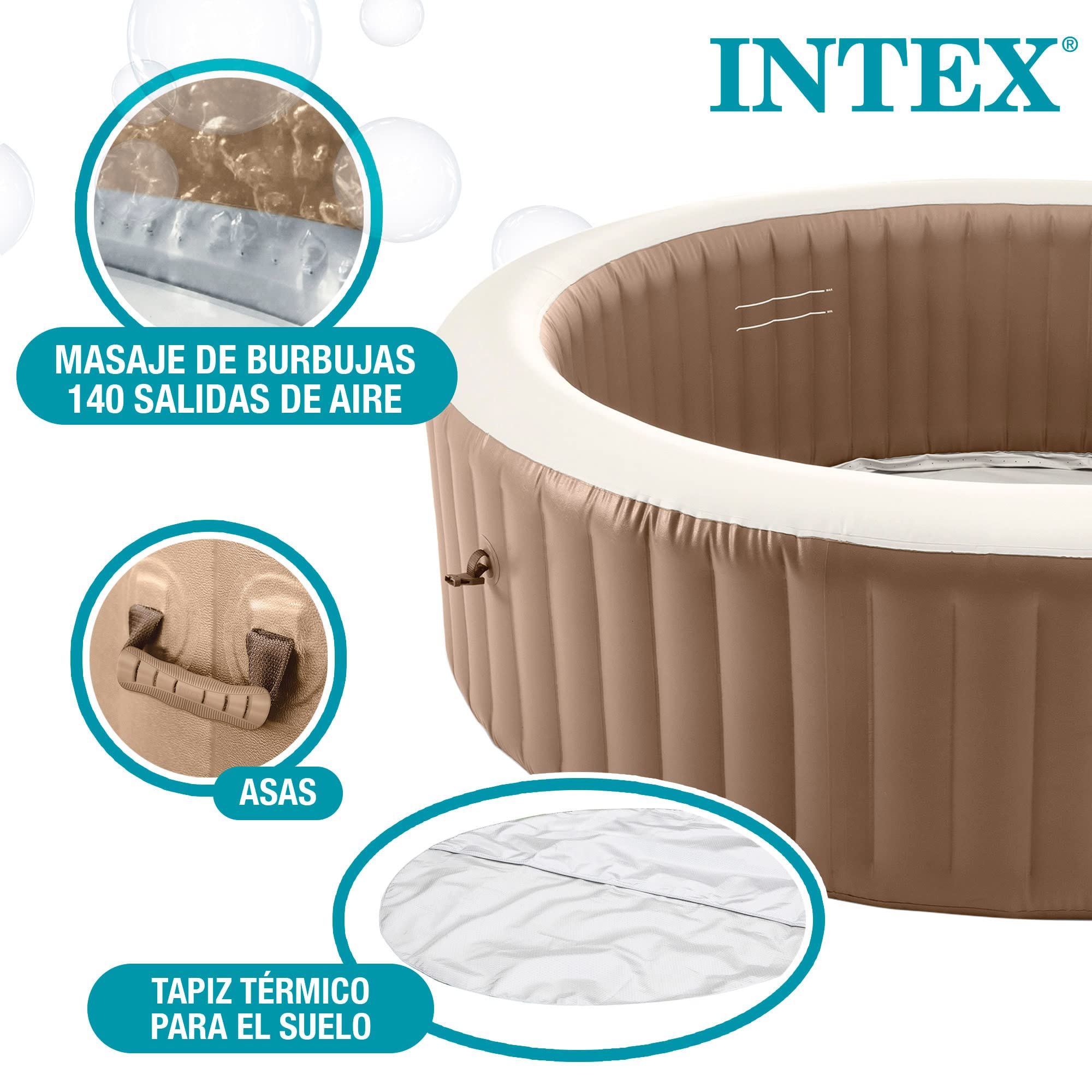 Intex 28428EX Spa hinchable, Beige, 6 Personas