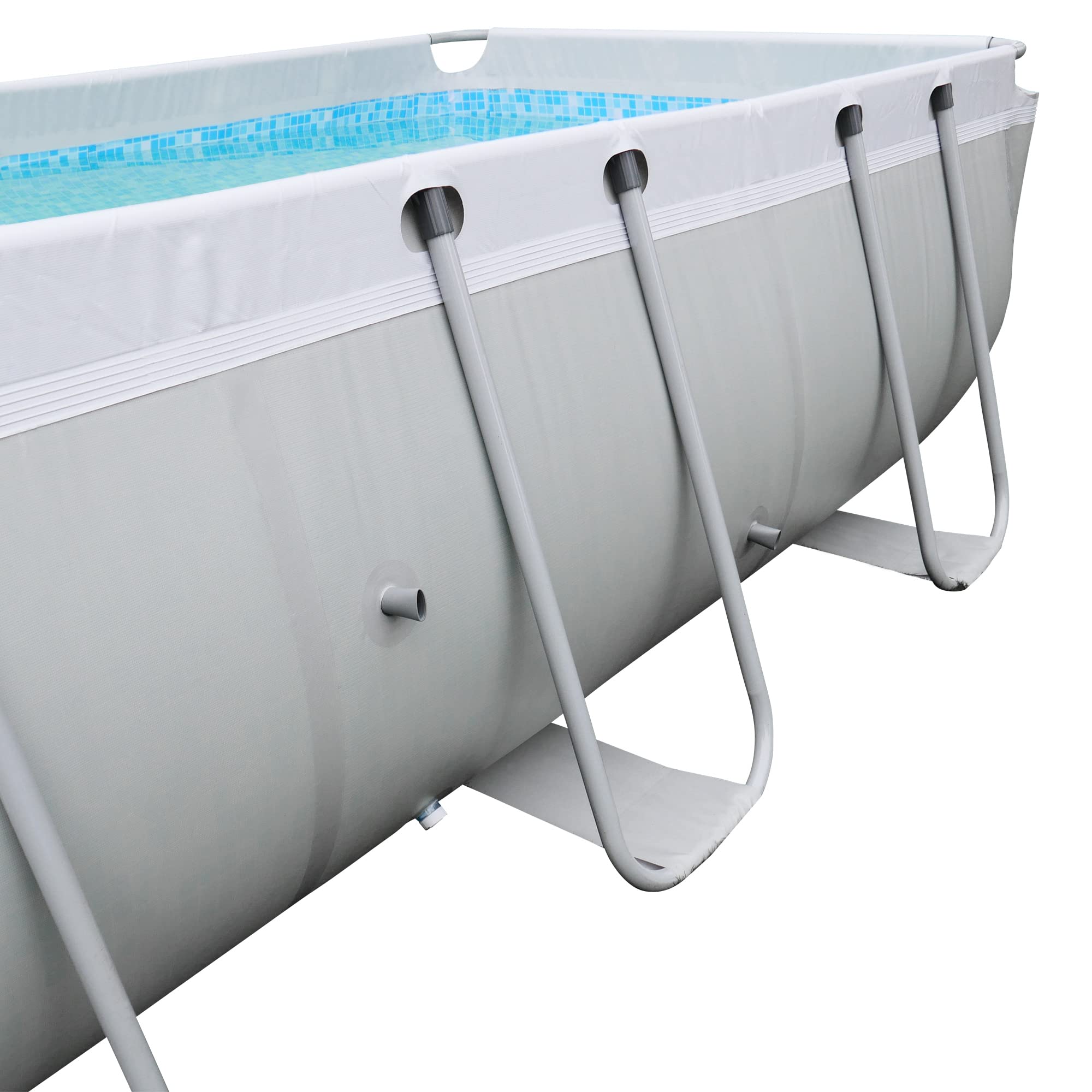 Piscina rectangular de 396x207x100 cm hecha de acero, proporciona un espacio generoso para que toda la familia disfrute en el jardín o la terraza.