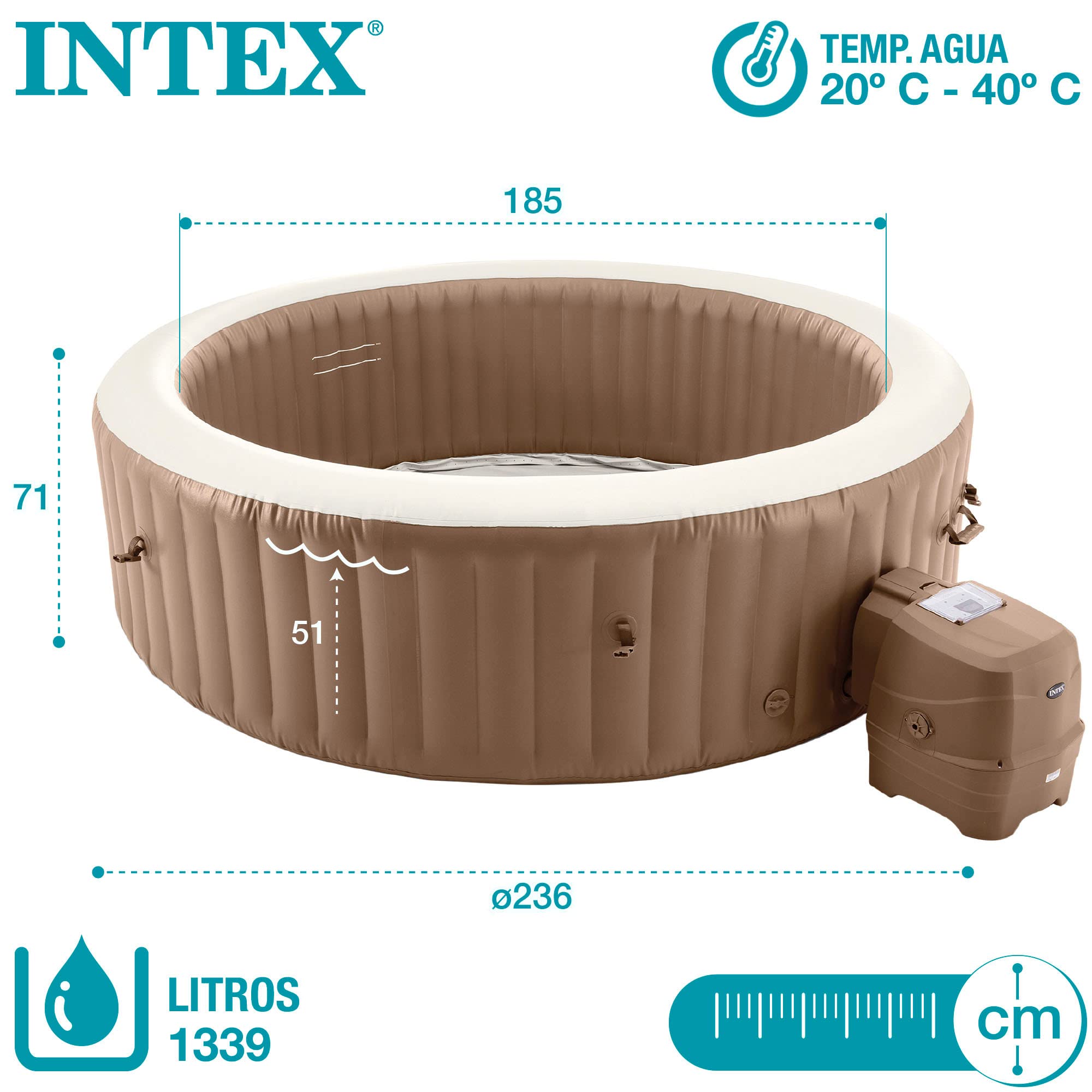 Intex 28428EX Spa hinchable, Beige, 6 Personas