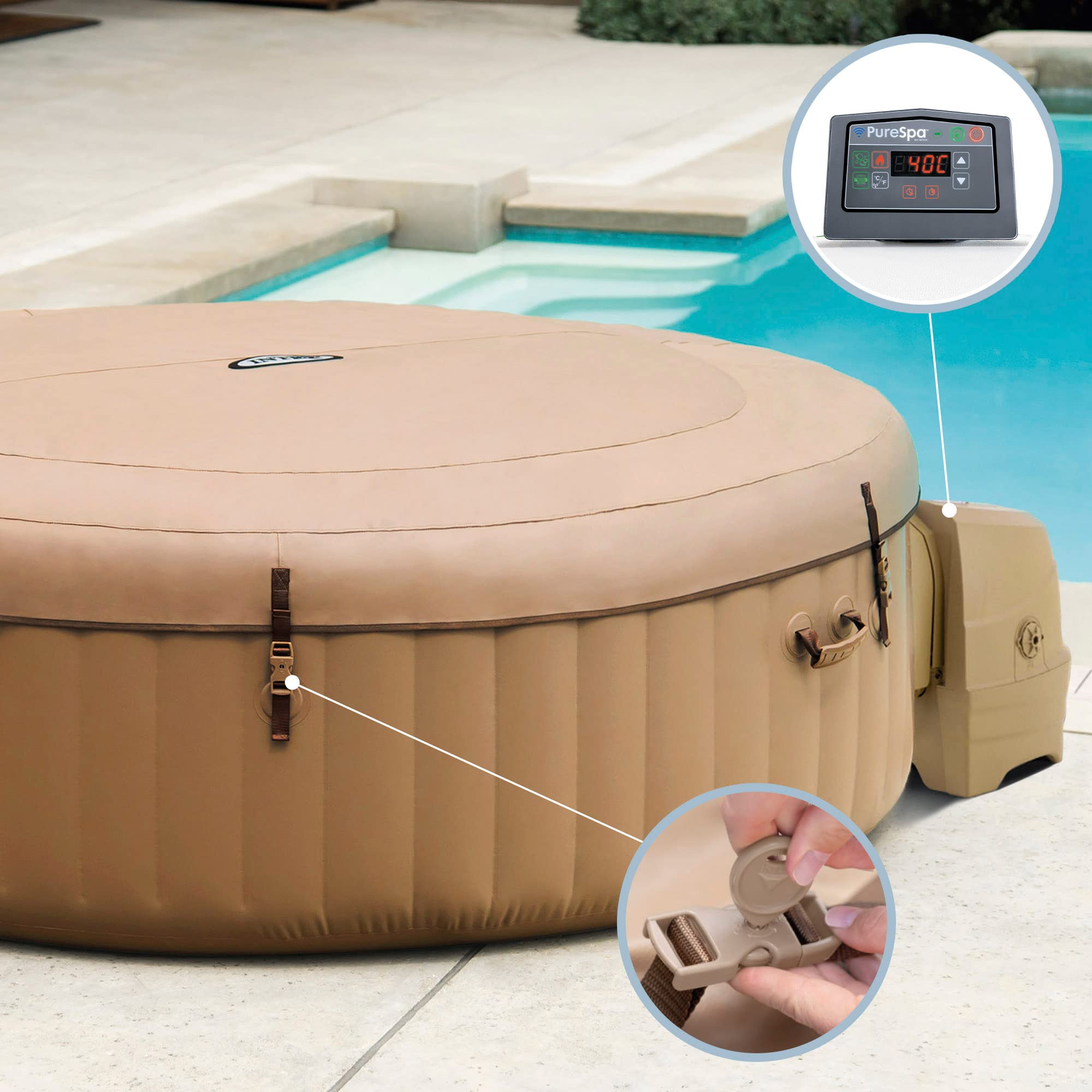 Intex 28428EX Spa hinchable, Beige, 6 Personas