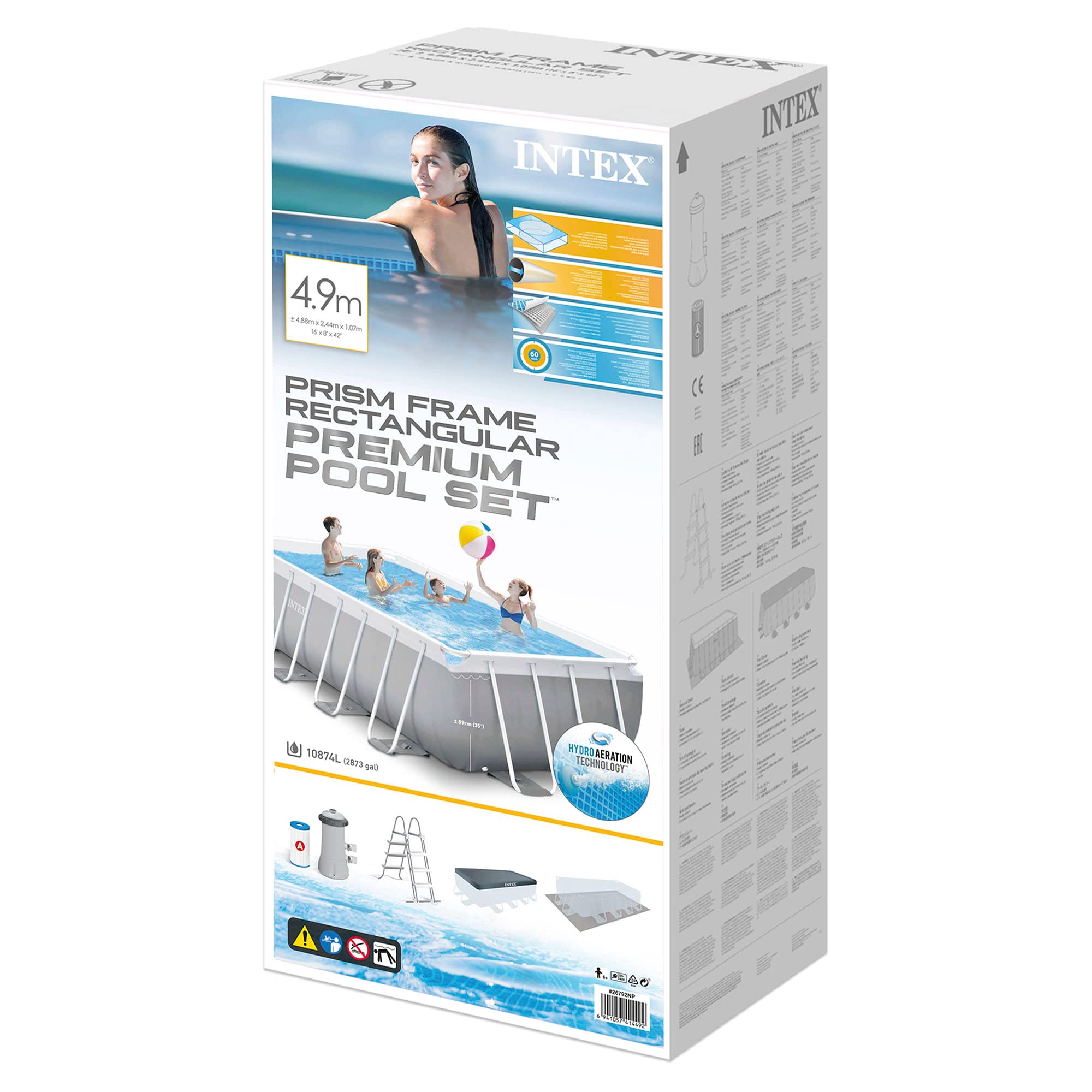 INTEX 55211 - Piscina desmontable rectangular Prisma Frame INTEX, medidas piscina: 400x200x100 cm y capacidad: 6.836 litros