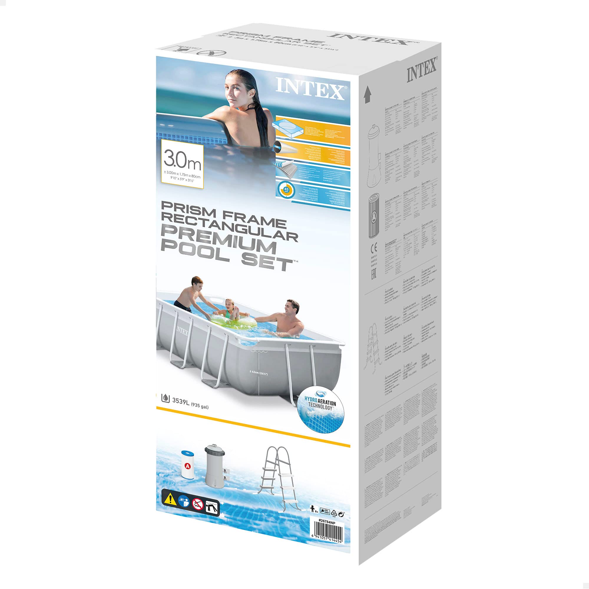 INTEX 55211 - Piscina desmontable rectangular Prisma Frame INTEX, medidas piscina: 400x200x100 cm y capacidad: 6.836 litros
