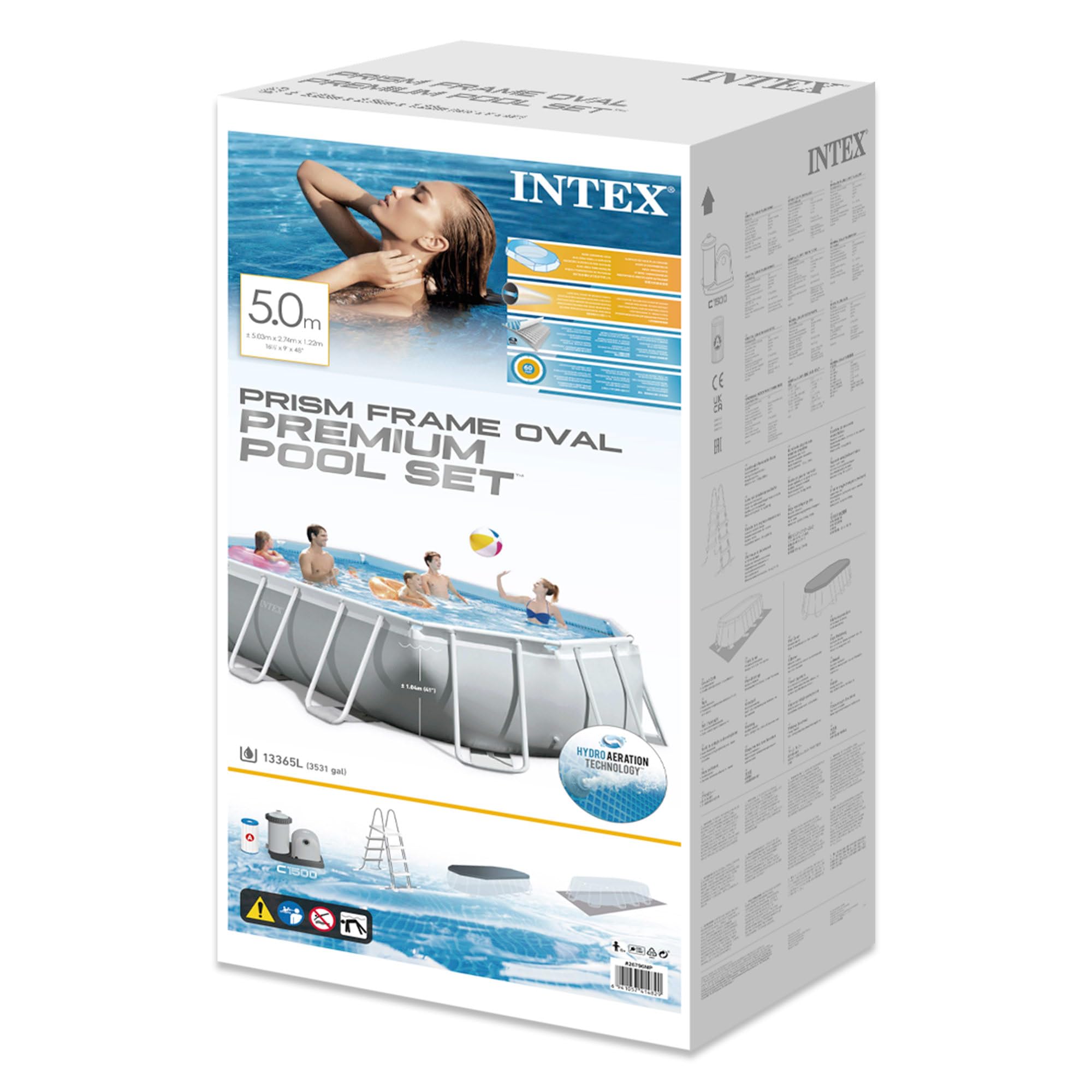 Intex 26798NP - Piscina desmontable ovalada intex prism frame 610x305x122 cm con depuradora