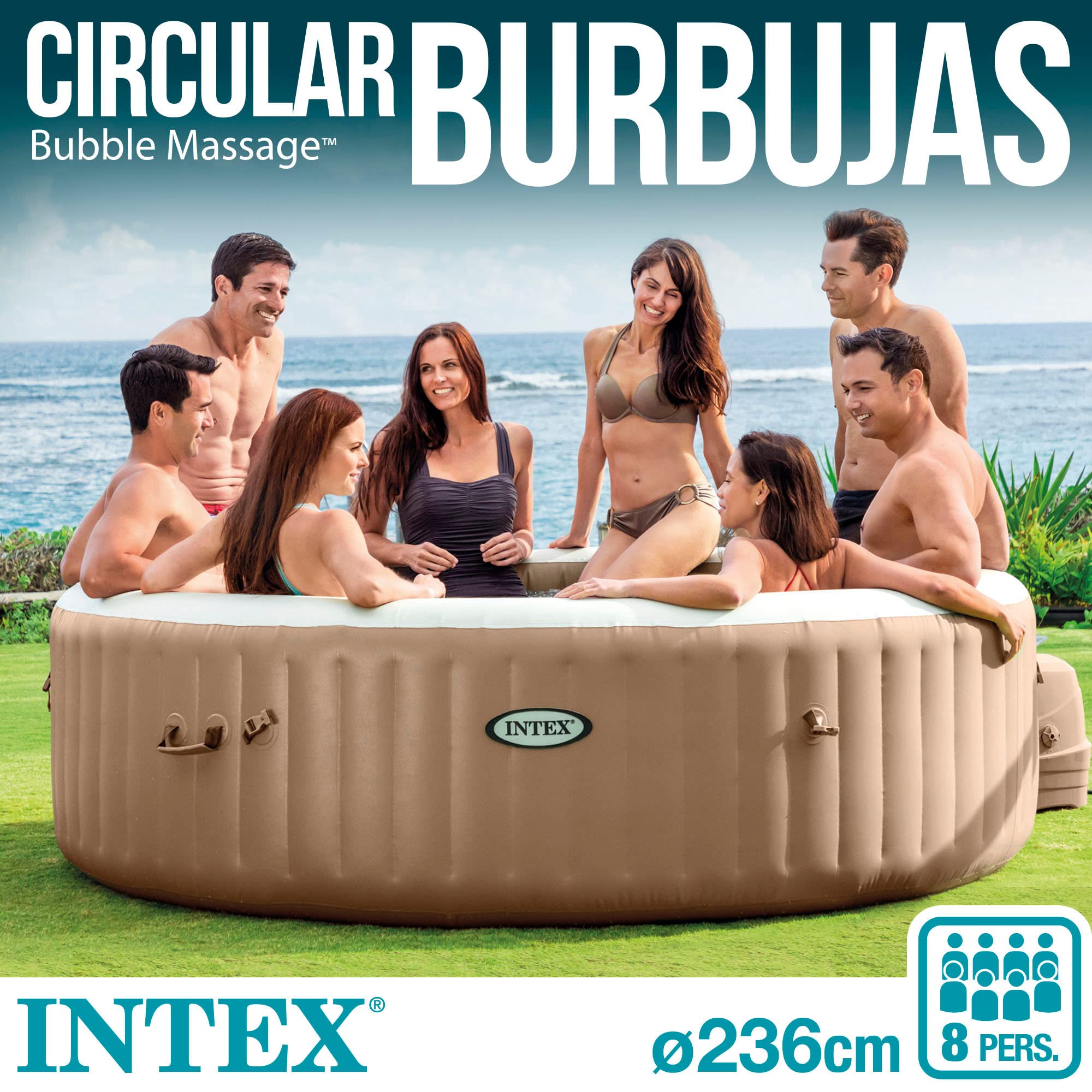 Intex 28428EX Spa hinchable, Beige, 6 Personas