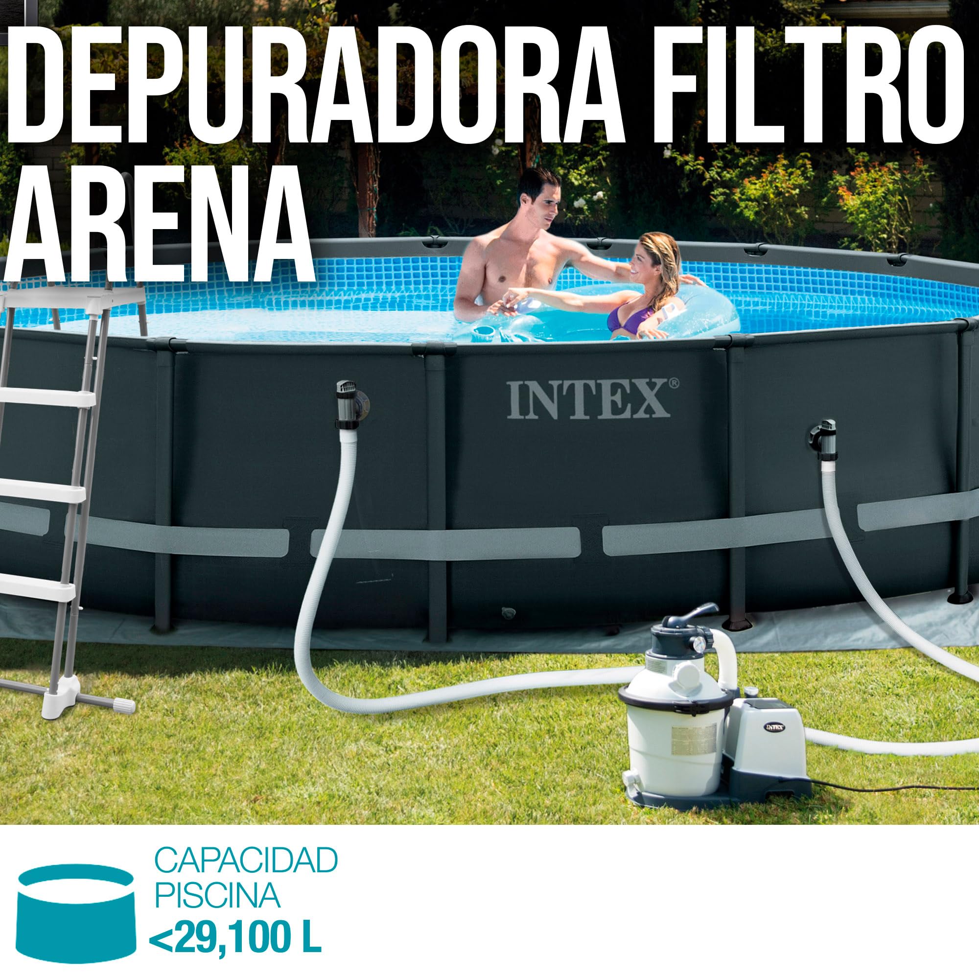 Intex 26798NP - Piscina desmontable ovalada intex prism frame 610x305x122 cm con depuradora