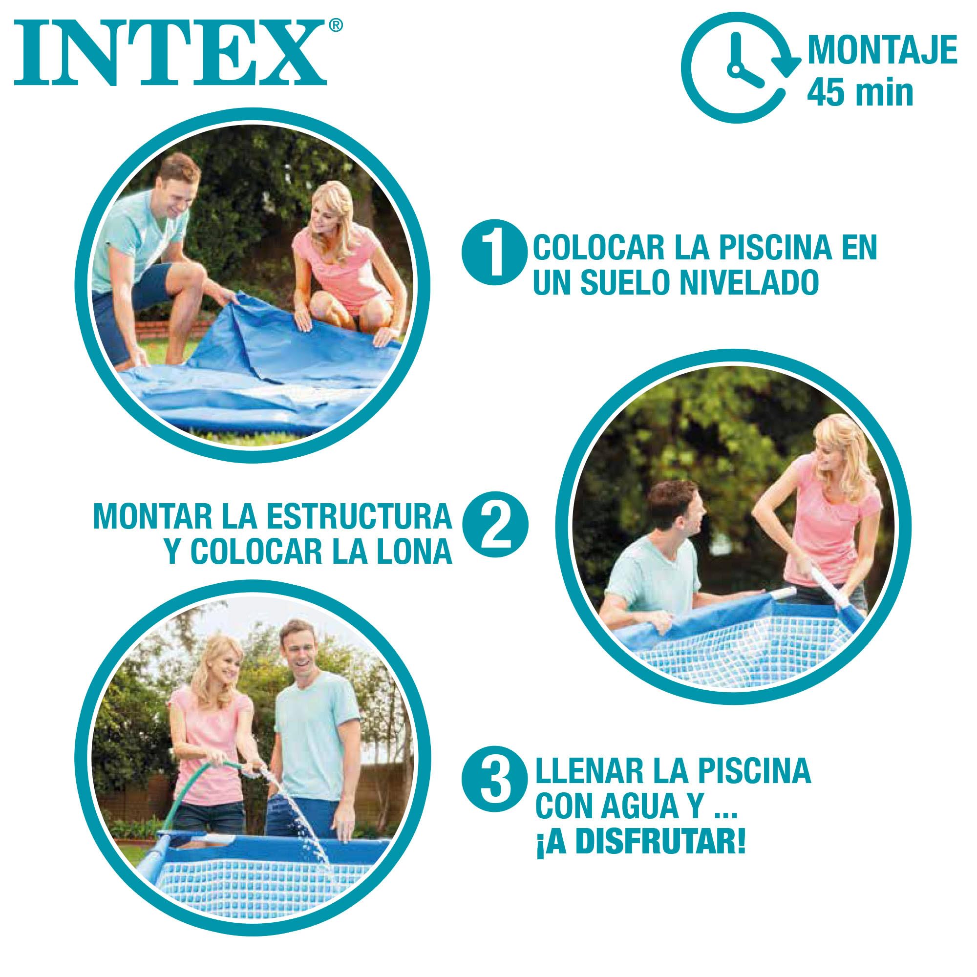 INTEX 55211 - Piscina desmontable rectangular Prisma Frame INTEX, medidas piscina: 400x200x100 cm y capacidad: 6.836 litros