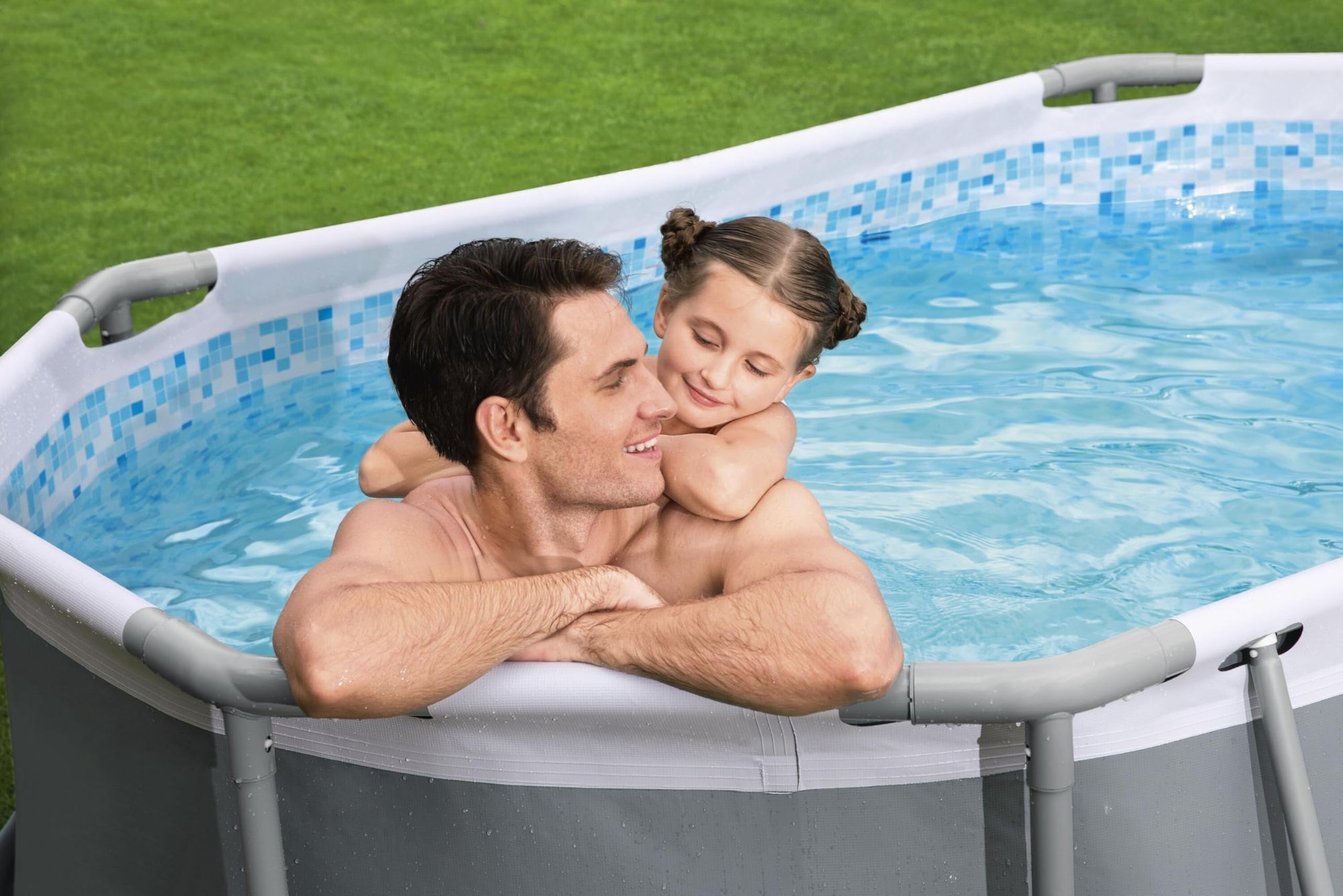 BESTWAY 5614A - Piscina Desmontable Tubular Power Steel Oval 305x200x84 cm con Depuradora Cartucho 1.249 L/H, Multicolor