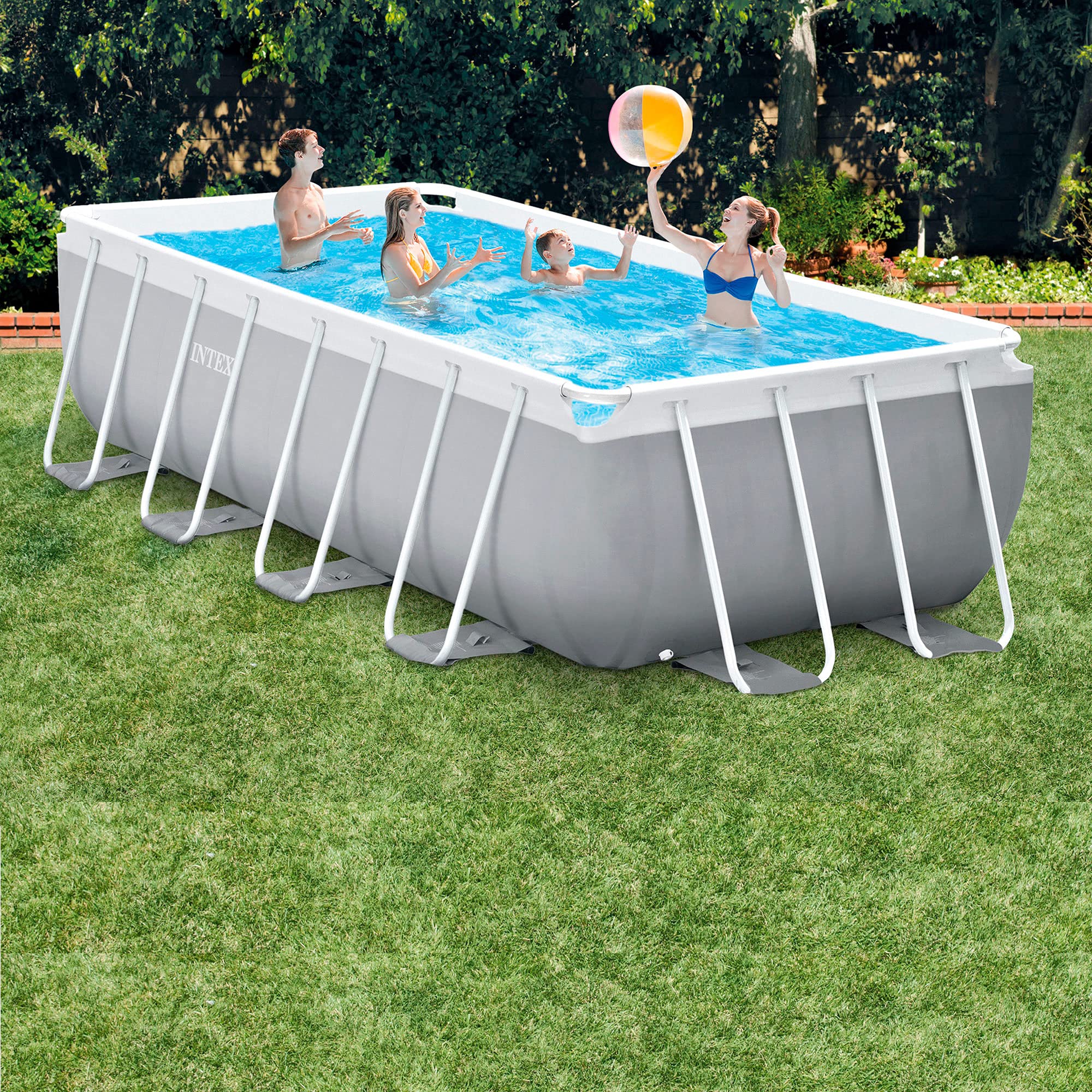 INTEX 55211 - Piscina desmontable rectangular Prisma Frame INTEX, medidas piscina: 400x200x100 cm y capacidad: 6.836 litros