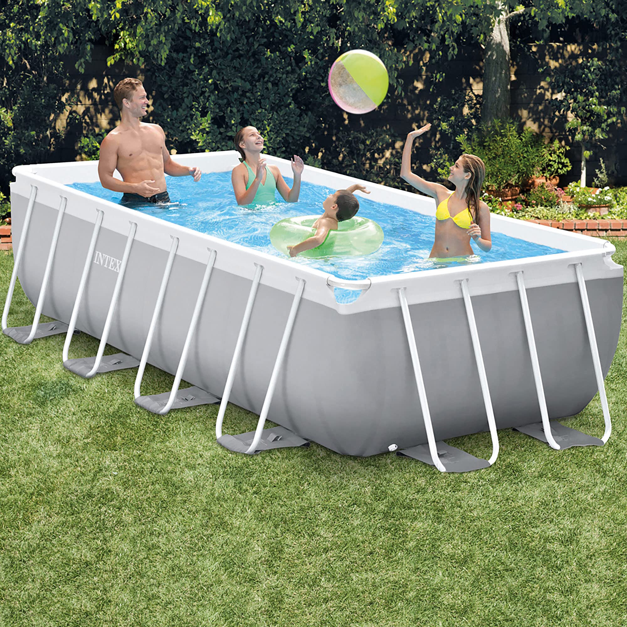INTEX 55211 - Piscina desmontable rectangular Prisma Frame INTEX, medidas piscina: 400x200x100 cm y capacidad: 6.836 litros