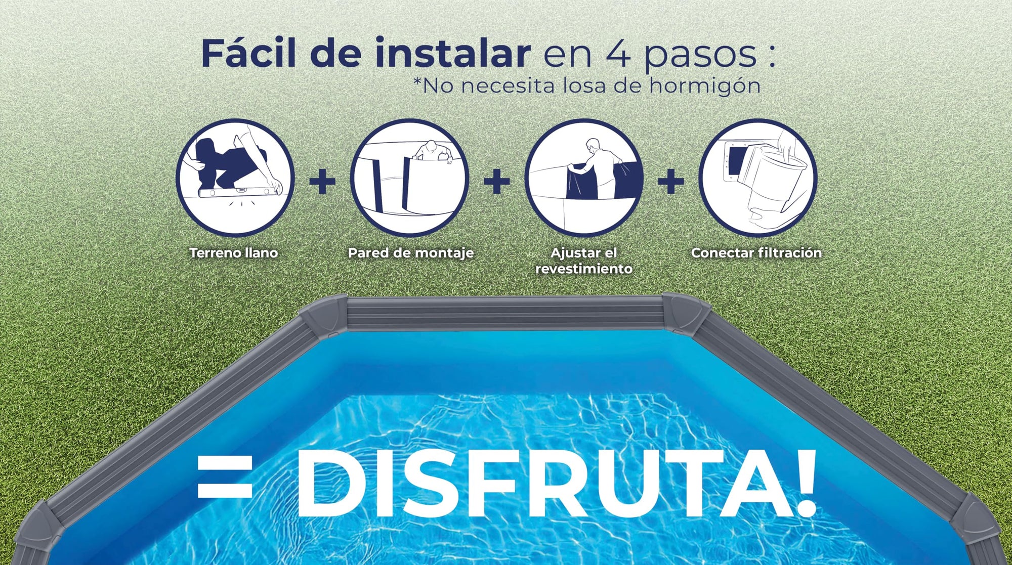 Gre KIT610GY Piscina de Acero Elevada, Ovalada con Aspecto Acero Gris Antracita, Piscinas Desmontables para Jardín, 610 x 375 x 120 cm, Kea
