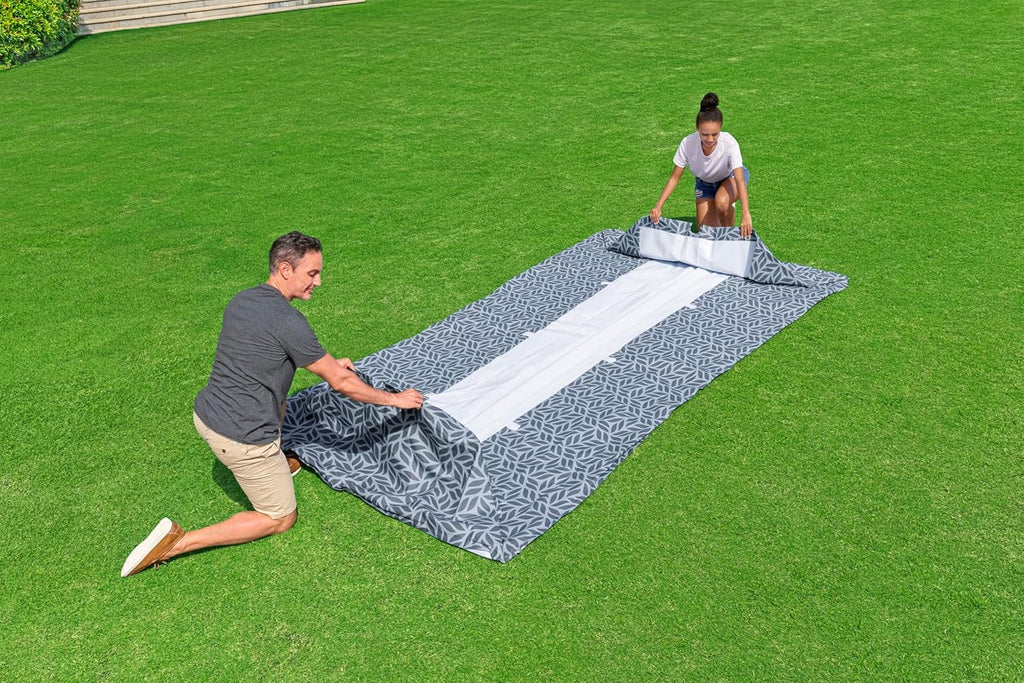 BESTWAY Piscina tiene una capacidad de 4.000 litros y la parte exterior del revestimiento tiene un diseño geométrico de hojas que destacará en tu jardín Desmontable Steel Pro 366x201x66 cm Gris