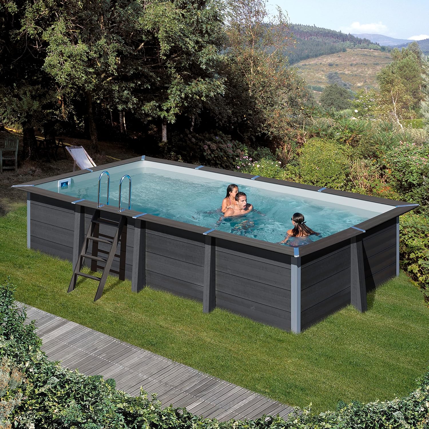 Gre KPCOV52 - Piscina Ovalada Desmontable de Composite, Piscina Elevada para Jardines y Patios.524 x 386 x 124 cm